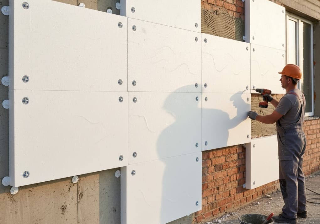 крепление пенопласта к стене