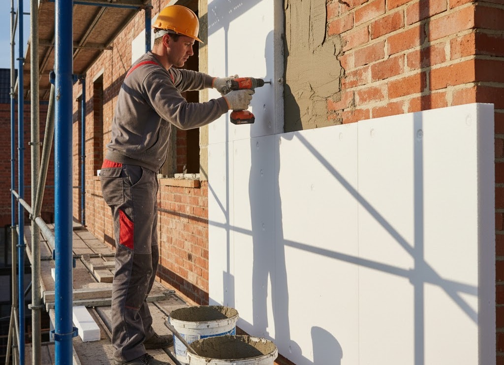 крепление пенопласта к стене